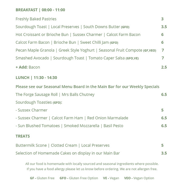 Menu on the Green